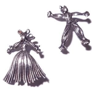 Vintage Nenette & Rintintin Dancing Ragdoll 925 Sterling Pin Set